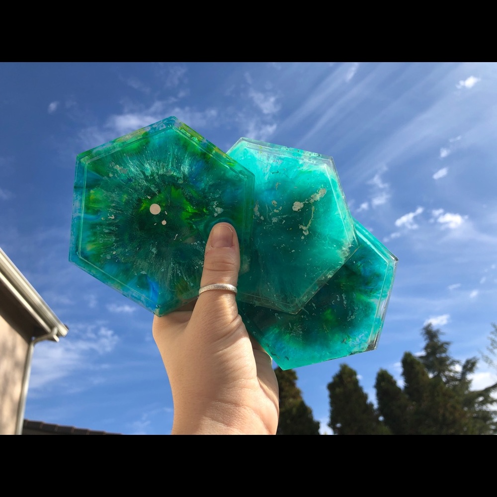 Resin coaster set of 3